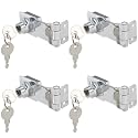 4 Pcs Keyed Hasp Lock, 3 Inch Twist Knob (Silver)