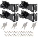 4 Pcs Keyed Hasp Lock, 4 Inch Twist Knob (Black)