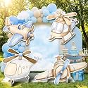 4 Pcs Large Airplane Baby Shower Decoration, Airplane Helicopter Cardboard Cutout, Birthday Party Deocration for Boys, Propeller Aircraft Stand-up Decoration for Party Supplies Photo Props