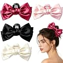 4 Pcs Large Bow Hair Claw Clips for Women，Black White Pink Red