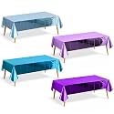4 pcs Light Blue &amp; Lake Blue &amp; Light Purple &amp; Dark Purple Foil Tablecloth 54*72" Plastic Birthday Party Table Cloths Disposable Waterproof Table Cover for Christmas Wedding Graduation Party Supplies