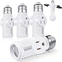 4 Pcs Light Socket to Plug Adapter, E26 Outlet Converter,White