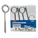 4 PCS M8 304 Stainless Steel Screw Eyes Hook, 6 Inches Eyes Screw Hooks, Indoor & Outdoor Uses, 700 Lbs Capacity