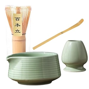 4 pcs matcha whisk holder matcha tea set with whisk for matcha traditional tea ceremony kit includes matcha bowl and tea scoop 500ml capacity suitable for matcha enthusiasts