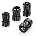 4 Pcs Metal Car Wheel Tire Valve Stem Caps for Infiniti Q50 FX35 FX37 F50 QX70 QX60 EX35 Logo Tire Cover Accessories. (Black)