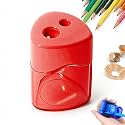 4 Pcs Pencil Sharpeners with Lid, 2026 New Dual Hole Sharpener, Colored Handheld Sharpener Suitable for Kids Adults Students School Class Home Office (Red-Triangle)
