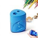 4 Pcs Pencil Sharpeners with Lid, 2026 New Dual Hole Sharpener, Colored Handheld Sharpener Suitable for Kids Adults Students School Class Home Office (Blue-Triangle)