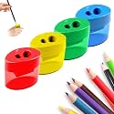 4 Pcs Pencil Sharpeners with Lid, 2026 New Dual Hole Sharpener, Colored Handheld Sharpener Suitable for Kids Adults Students School Class Home Office (Mix-Ellipse)