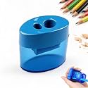 4 Pcs Pencil Sharpeners with Lid, 2026 New Dual Hole Sharpener, Colored Handheld Sharpener Suitable for Kids Adults Students School Class Home Office (Blue-Ellipse)