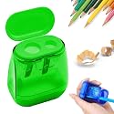 4 Pcs Pencil Sharpeners with Lid, 2026 New Dual Hole Sharpener, Colored Handheld Sharpener Suitable for Kids Adults Students School Class Home Office (Green)