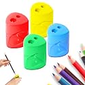 4 Pcs Pencil Sharpeners with Lid, 2026 New Dual Hole Sharpener, Colored Handheld Sharpener Suitable for Kids Adults Students School Class Home Office (Mix-Triangle)