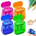 4 Pcs Pencil Sharpeners with Lid, 2026 New Dual Hole Sharpener, Colored Handheld Sharpener Suitable for Kids Adults Students School Class Home Office (Mix-8Pcs)