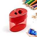 4 Pcs Pencil Sharpeners with Lid, 2026 New Dual Hole Sharpener, Colored Handheld Sharpener Suitable for Kids Adults Students School Class Home Office (Red-Ellipse)