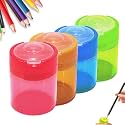 4 Pcs Pencil Sharpeners with Lid, 2027 New Dual Hole Sharpener, Colored Handheld Sharpener Suitable for Kids Adults Students School Class Home Office (Mix-Round)