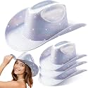 4 Pcs Sparkly Cowboy Hat Western Sequin Glitter Large Cowgirl Hat