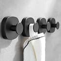 4 Pcs Suction Cup Hooks for Inside Shower, Stainless Steel Heavy Duty Towel Hook Shower Towel Holder for Bathroom, Kitchen, Glass Door, Mirror, Tile-Loofah, Towel, Coat, Bath Robe