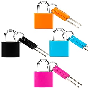 4 pcs suitcase locks with keys multicolor mini keyed padlock febwind metal padlock luggage padlocks plastic-covered copper keyed padlock for suitcase backpack boxes laptop bag