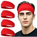 4 pcs Summer Sports Headbands, Stretchy Durable Sweatband Hairbands for Men Women Fitness Pilates Running Yoga