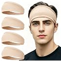 4 pcs Summer Sports Headbands, Stretchy Durable Sweatband Hairbands for Men Women Fitness Pilates Running Yoga