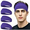 4 pcs Summer Sports Headbands, Stretchy Durable Sweatband Hairbands for Men Women Fitness Pilates Running Yoga