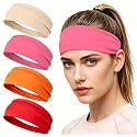 4 pcs Summer Sports Headbands, Stretchy Durable Sweatband Hairbands for Men Women Fitness Pilates Running Yoga
