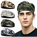 4 pcs Summer Sports Headbands, Stretchy Durable Sweatband Hairbands for Men Women Fitness Pilates Running Yoga