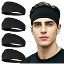 4 pcs Summer Sports Headbands, Stretchy Durable Sweatband Hairbands for Men Women Fitness Pilates Running Yoga