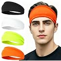 4 pcs Summer Sports Headbands, Stretchy Durable Sweatband Hairbands for Men Women Fitness Pilates Running Yoga