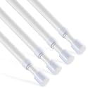 4 Pcs Tension Rod, OEH Tension Curtain Rod, No Drilling Rustproof Tension Rods for Windows 22 to 35 inch, Small Tension Rod, Adjustable Tension Rods for Closet, Windows, Kitchen, White (22-35 inch)