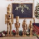 4 Pcs Vintage Gold Christmas Nutcracker Figure 12''/7.5''/6.7''/6'' Wooden