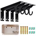 4 Pcs Wall Mounted Closet Rod Brackets, 11.18 Inch, Black
