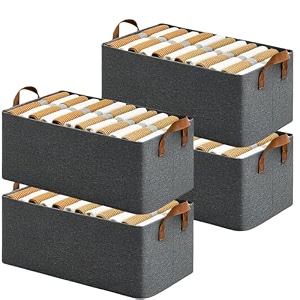 4 pcs wardrobe organizer for clothes with metal frame rectangle storage baskets for clothing fabric storage box with handles shelf basket for storage clothes pants jeans sweater multicolour