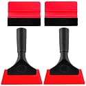 Yourkar 4 PCS Window Tint Kit Tools, Professional Vinyl Wrap Kit with Plastic Squeegee &amp; Felt Squeegee, Universal Privacy Film Installation Tint Tools for Vehicle Glass Home (Red)