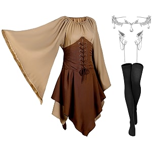 4 Pcs Women Elf Costume Renaissance Traditional