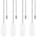 4 PCS Wooden Ceiling Fan Pull Chains, 12-Inch Chains Fan Decorative Cord Extenders, for Chandeliers, Fans, Bedrooms, Living Rooms, and Dining Rooms (White)