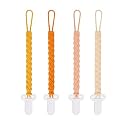4 Pcs Yellow Baby Silicone Teething Pacifier Clip,One-piece Design,Woven Shape,BPA Free.