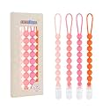 4 Pcs Yellow Baby Silicone Teething Pacifier Clip,One-piece Design,Woven Shape,BPA Free.