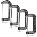 Abuff 4 Piece 6 Inch C-Clamp Set - Industrial Strength, Heavy Duty Iron C Clamps for Woodworking, Welding, and Building
