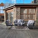 LOCCUS 4-Piece Indoor/Outdoor Patio Furniture Set, Handwoven Rope Woven Rattan Conversation Sofa Set with Tempered Glass Coffee Table for Garden, Balcony, Terrace, Porch, Lawn, Backyard (Grey)
