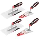 4-Piece Masonry Trowel Set, High Carbon Steel, Flat & Toothed Plastering Trowels, 7" & 9" Bricklaying Trowels, Ideal for Concrete, Plastering, Drywall & Asphalt, Soft Grip Handle