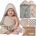 Muslin Baby Bath Towels Set Organic Cotton Blend (Earthy Matcha)