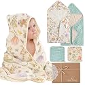 Muslin Baby Bath Towels Set Organic Cotton Blend (Garden Green)
