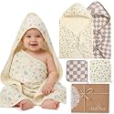 Muslin Baby Bath Towels Set Organic Cotton Blend (Earthy Botanical)