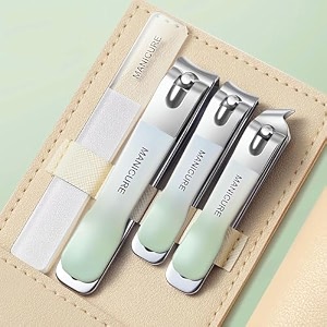 4piece nail clipper kit  stainless steel manicure amp pedicure set with cuticle pusher amp file  compact travel-ready grooming kit for men amp women
