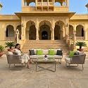 LOCCUS Outdoor 5 Seater Beige Rope Sofa Conversation Set with Ottomans and Cream Washable All Weather Waterproof Cushion Covers for Garden, Pool, Deck, Backyard, Lawn, Terrace