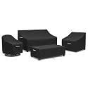 4-Piece Patio Furniture Cover Set, Waterproof Outdoor Furniture Covers for 3-Seater Sofa, Patio Chairs &amp; Coffee Table, Heavy-Duty 600D, Fade&amp;UV-Resistant, Breathable, All-Season Protection, Black