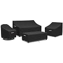 4-Piece Patio Furniture Cover Set, Waterproof Outdoor Furniture Covers for Loveseat, Patio Chairs &amp; Coffee Table, Heavy-Duty 600D, Fade &amp; UV-Resistant, Breathable, All-Season Protection, Black