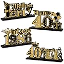 Turypaty 4 Pieces 40th Birthday Decorations Acrylic Vintage 1986 Table Party Supplies, Black Gold Cheers to 40 Years Table Centerpieces Sign, Happy 40th Anniversary Bday Hello Forty Table Decor
