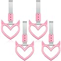 4 Pieces Devil Heart Handle Ring Bumper Warning Car Accessory Decorative Car Warning Loops for Car Accessories Bus Subway Interior Exterior Decoration (Pink)