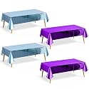 Just Shimmer 4 Pieces Light Blue &amp; Dark Purple Foil Tablecloth 54 * 72inch Plastic Birthday Party Table Cloths Disposable Waterproof Table Cover for Christmas Wedding Graduation Party Supplies